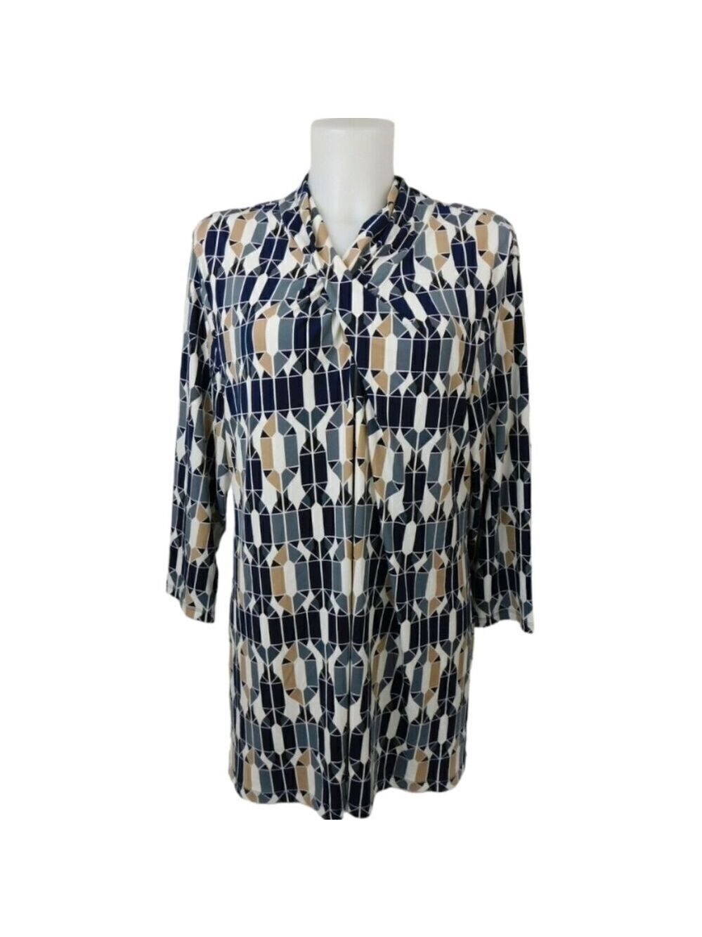 Alfani Blouse Geometric Print 3/4 Sleeve  Size L